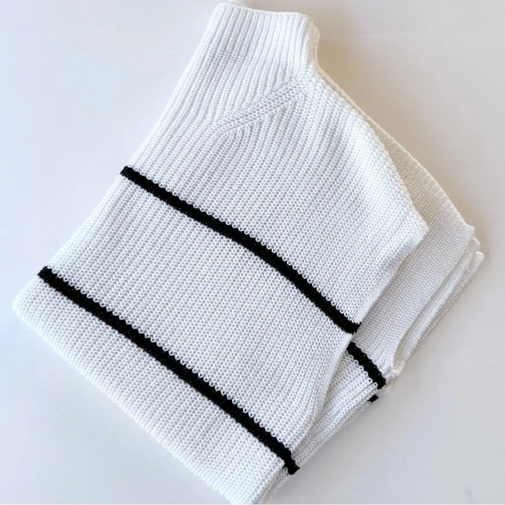 Rails Etta Sweater Vest - Sleeveless Knit Pullover Mock Neck Ivory Navy Stripe M
